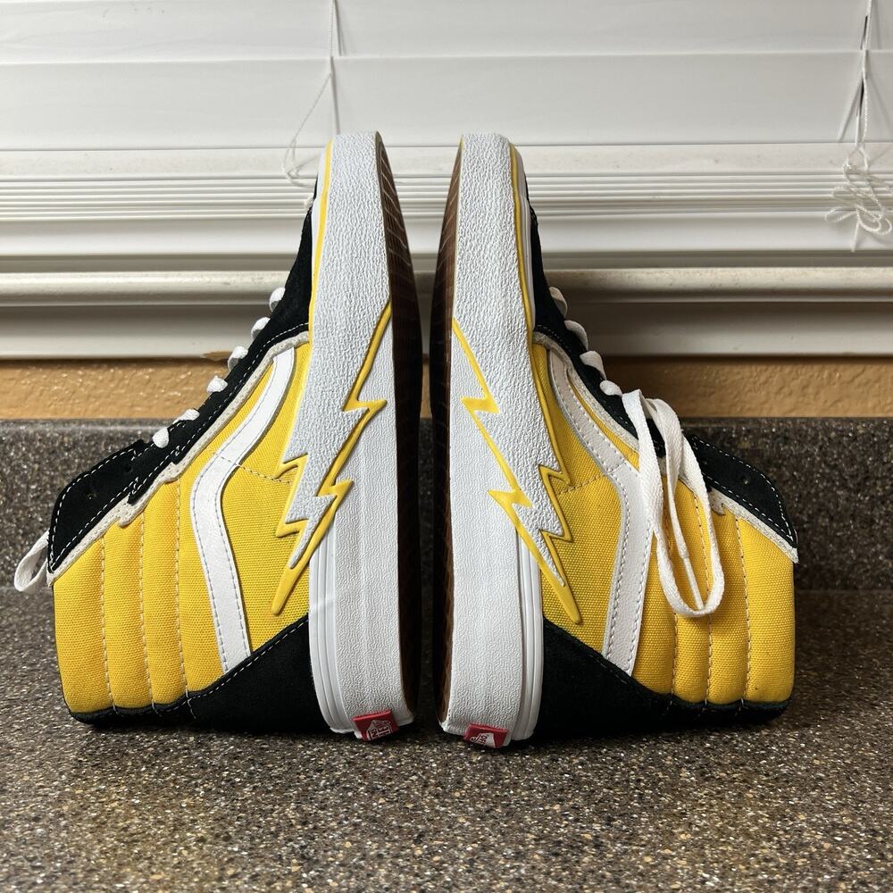 Vans Sk8-Hi Bolt Mens Size 8 Black Yellow Athletic Skate Shoe Sneaker Womens 9.5